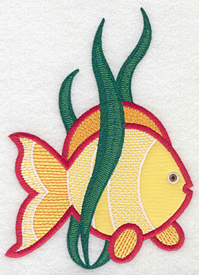 Embroidery Design: Tropical fish large applique  6.72"h x 4.78"w