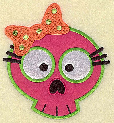 Embroidery Design: Little girl skull double applique 4.47w X 4.89h