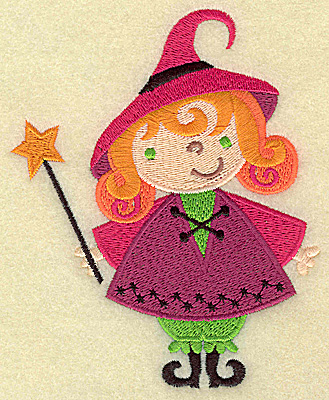 Embroidery Design: Witch with wand large 4.01w X 4.96h