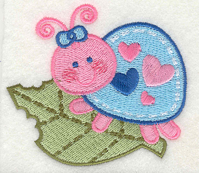 Embroidery Design: Bug Eating Leave  3.25" x 2.93"