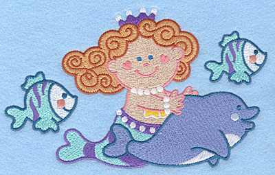 Embroidery Design: Mermaid dolphin fish large7.00w X 4.32h