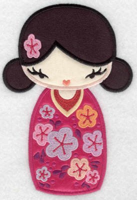 Embroidery Design: Kokeshi Doll 8A Three appliques 6.99w X 4.71h