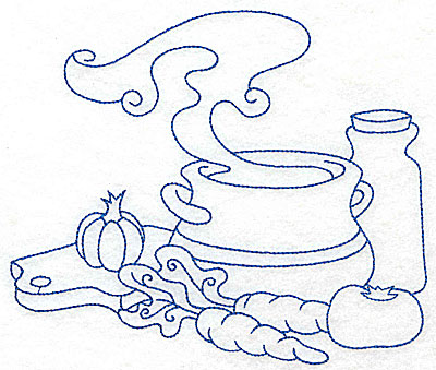 Embroidery Design: Soup Bowl with vegetables large 6.92w X 5.89h