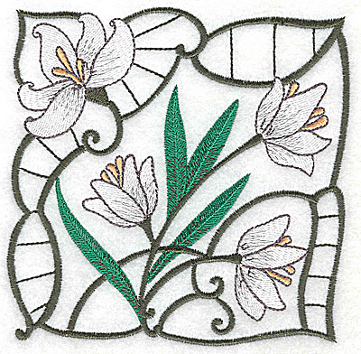 Embroidery Design: Lily Block 1 large 4.88w X 4.88h