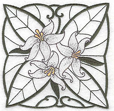 Embroidery Design: Lily Block 7 large 4.88w X 4.81h