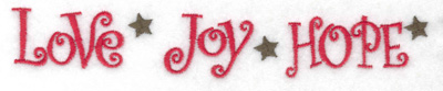 Embroidery Design: Love Joy Hope large 6.98w X 1.14h