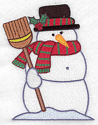 Embroidery Design: Snowman with broom large 3.87w X 4.94h