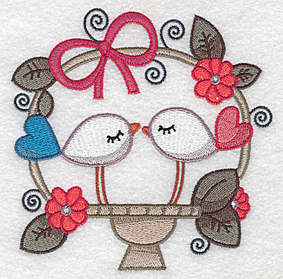 Embroidery Design: Birds in a basket large 4.94w X 4.95h