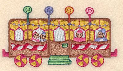 Embroidery Design: Gingerbread passenger train large 4.12"w X 2.15"h