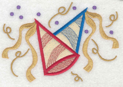 Embroidery Design: Party Hats with Streamers Applique6.01w X 4.14h