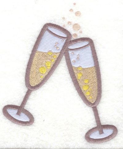 Embroidery Design: Champagne Glasses Applique4.41w X 5.28h