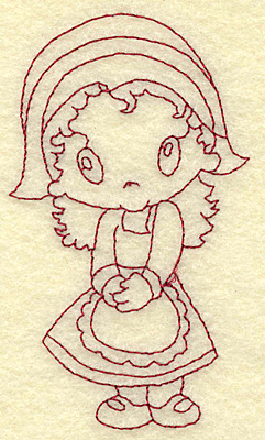 Embroidery Design: Pilgrim girl redwork 2.26w X 3.84h