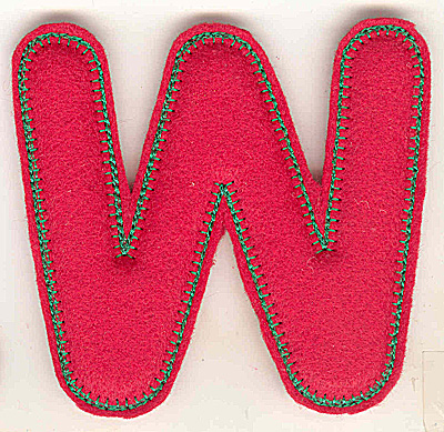 Embroidery Design: Puffy felt alphabet W large 6.18w X 4.93h