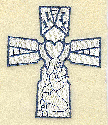 Embroidery Design: Cross with Jesus praying 3.24w X 3.86h