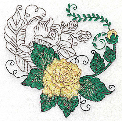 Embroidery Design: Rose Duo D large 4.90w X 4.95h