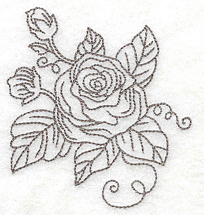 Embroidery Design: Rose C outline 3.28w X 3.50h