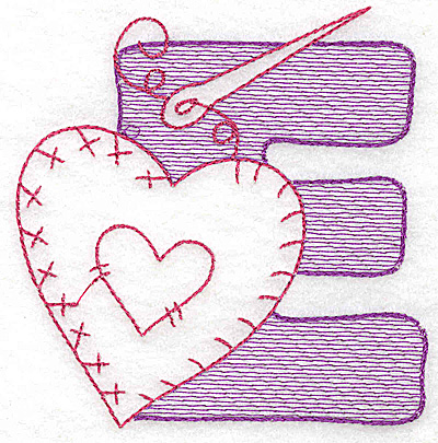 Embroidery Design: E large 4.68w X 4.56h