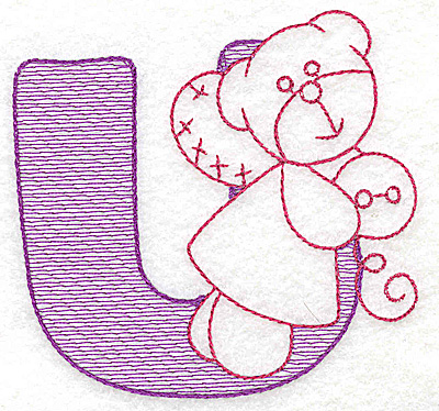 Embroidery Design: U large 4.43w X 4.62h