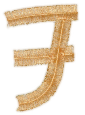 Embroidery Design: Script Fringe Letter F3.94" x 5.61"