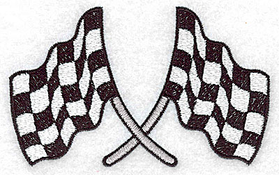 Embroidery Design: Crossed checkered racing flags large 4.01w X 3.03h