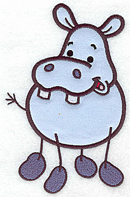 Embroidery Design: Hippo applique 6.95w X 4.38h