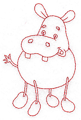 Embroidery Design: Hippo Redwork 2.46w X3.85h