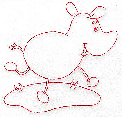 Embroidery Design: Rhino Redwork 3.75w X 3.82h