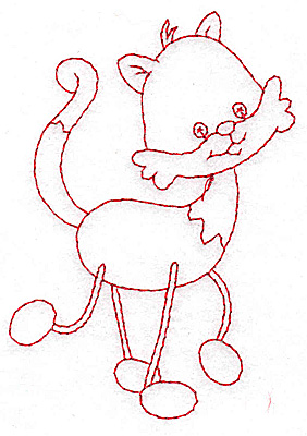 Embroidery Design: Cat Redwork 2.73w X 3.89h