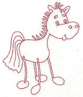 Embroidery Design: Horse Redwork 3.16wX 3.89h