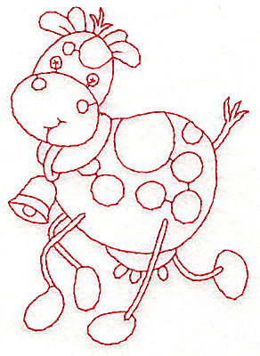 Embroidery Design: Cow Redwork 2.72w X 3.85h