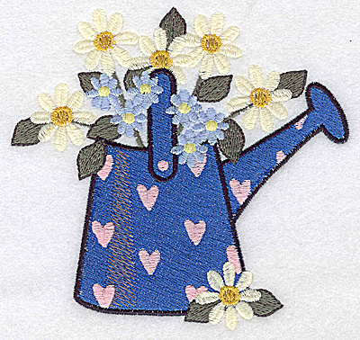 Embroidery Design: Watering can with hearts and flowers large 4.93w X 4.75h