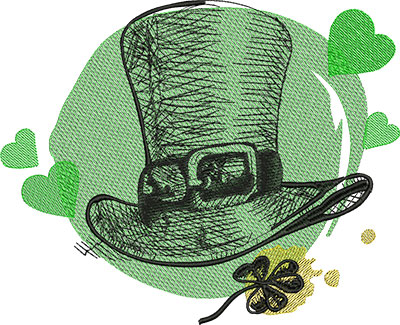 Embroidery Design: St Patricks Leprechaun Hat  9.67w X 7.85h