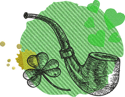 Embroidery Design: St Patricks Pipe 9.85w X 7.63h