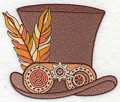 Embroidery Design: Steampunk top hat with feathers large 4.96w X 4.04h