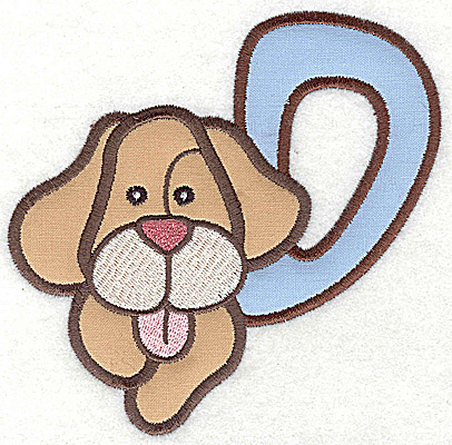 Embroidery Design: D dog large double applique 4.95w X 4.88h