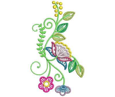 Embroidery Design: Fashionable Flower 4 3.38w X 6.01h