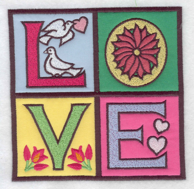 Embroidery Design: LOVE 4 appliques 4.96w X 4.97h