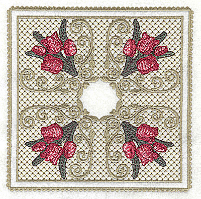 Embroidery Design: Victorian Tulips bouquets C large 4.95w X 4.95h