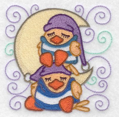 Embroidery Design: Stacked ducks sleeping small 3.81w X 3.86h