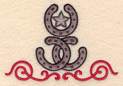 Embroidery Design: Horseshoes star and swirls 3.89w X 2.66h