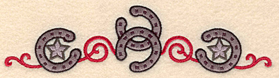 Embroidery Design: Horseshoes stars and swirls border 6.90w X 1.78h