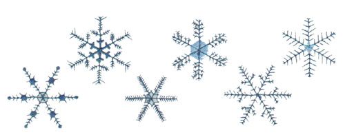 Embroidery Design: Six Staggered Snowflakes7.40" x 2.55"