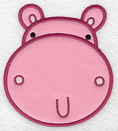 Embroidery Design: Hippo head applique large 4.39w X 4.96h