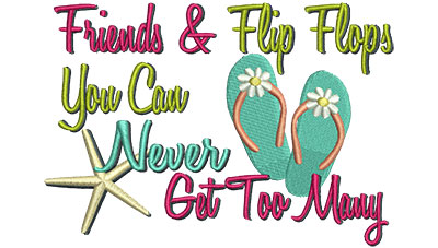 Embroidery Design: Friends & Flip Flops  6.32w X 4.49h