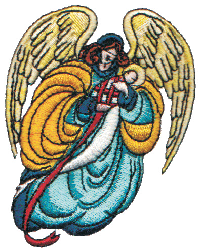 Embroidery Design: Angel Mother and Baby2.55" x 3.22"