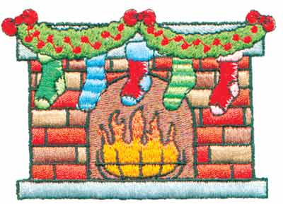 Embroidery Design: Fireplace Trimmed with Stockings3.45" x 2.42"