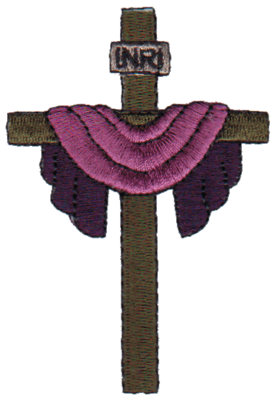 Embroidery Design: INRI Cross & Cloth2.32" x 3.38"