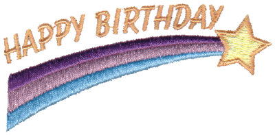 Embroidery Design: Happy Birthday - Shooting Star3.49" x 1.72"