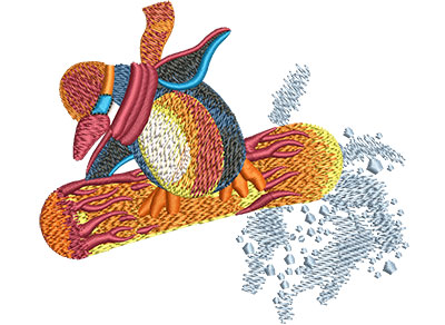 Embroidery Design: Penguin Snowboarder Lg 4.52w X 3.94h