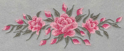 Embroidery Design: Roses Horizontal Three6.63w X 2.55h